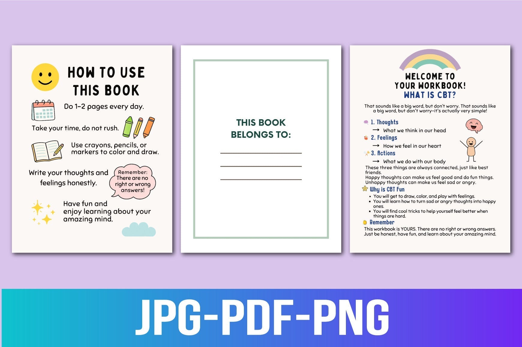 CBT Worksheets for Kids Planner