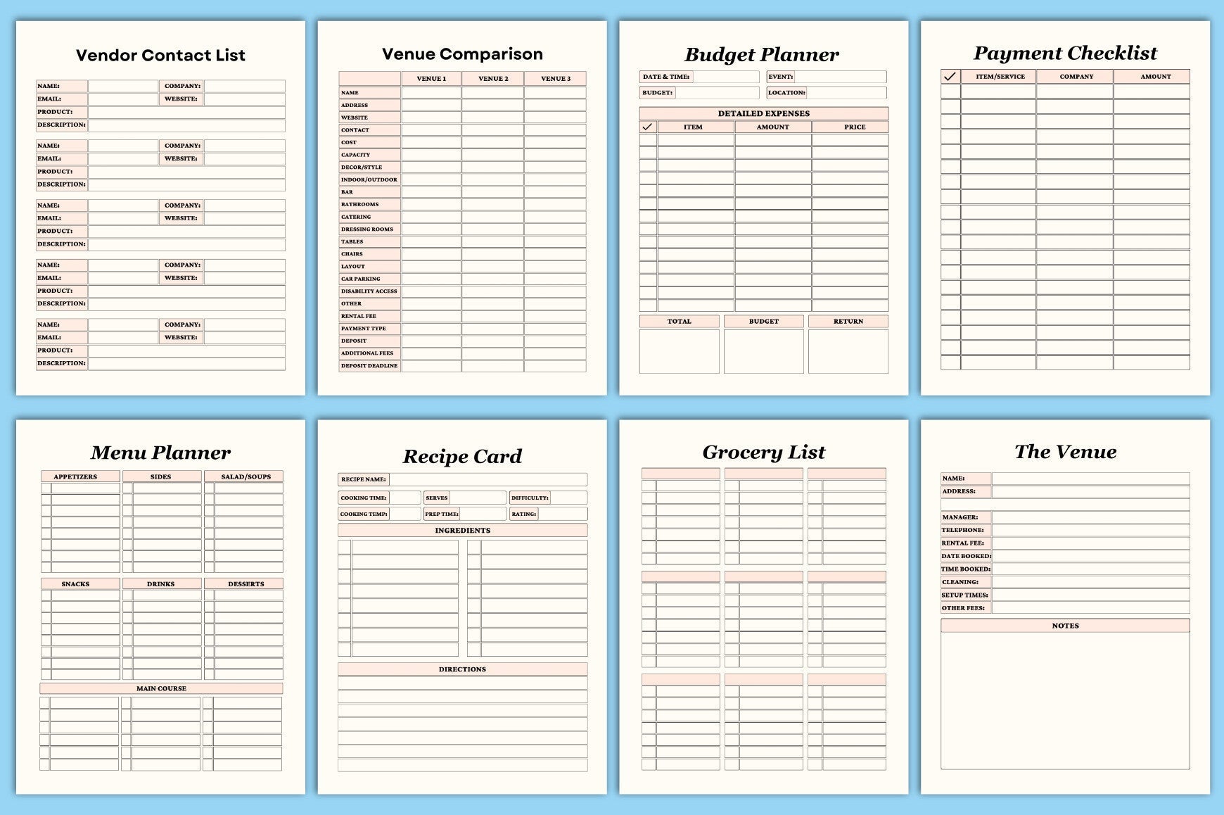 Editable Baby Shower Planner