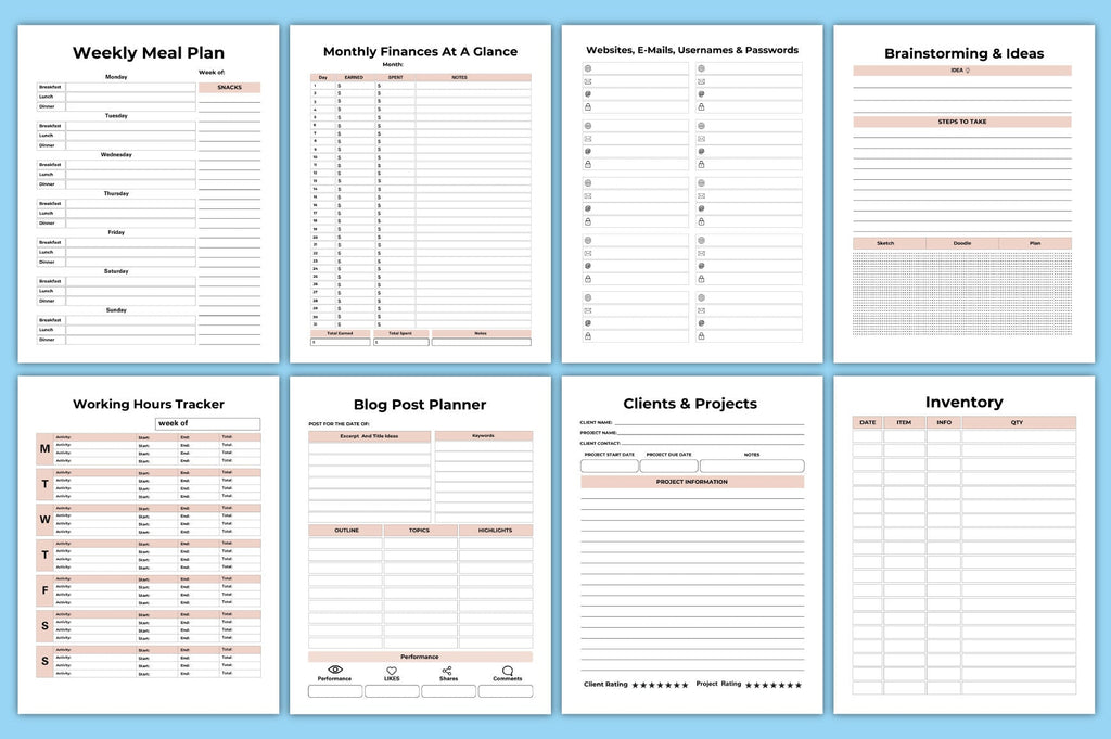 Editable Working From Home Planner