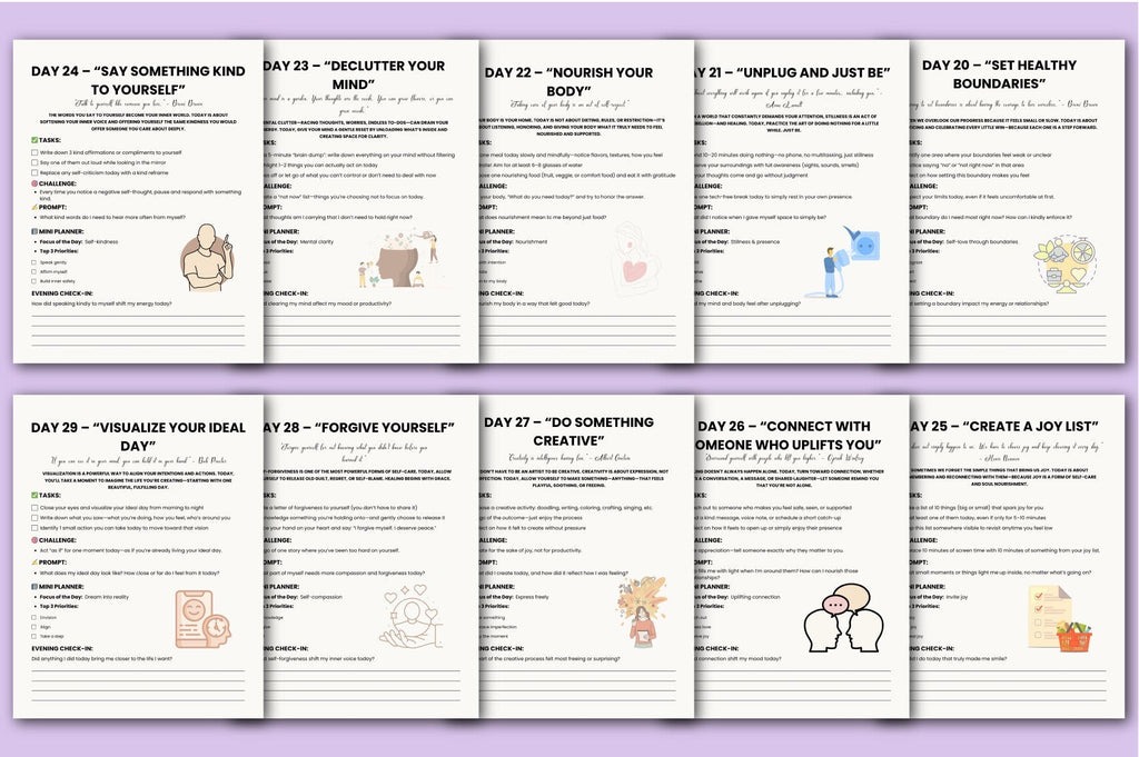 Day Self Care Challenge Planner