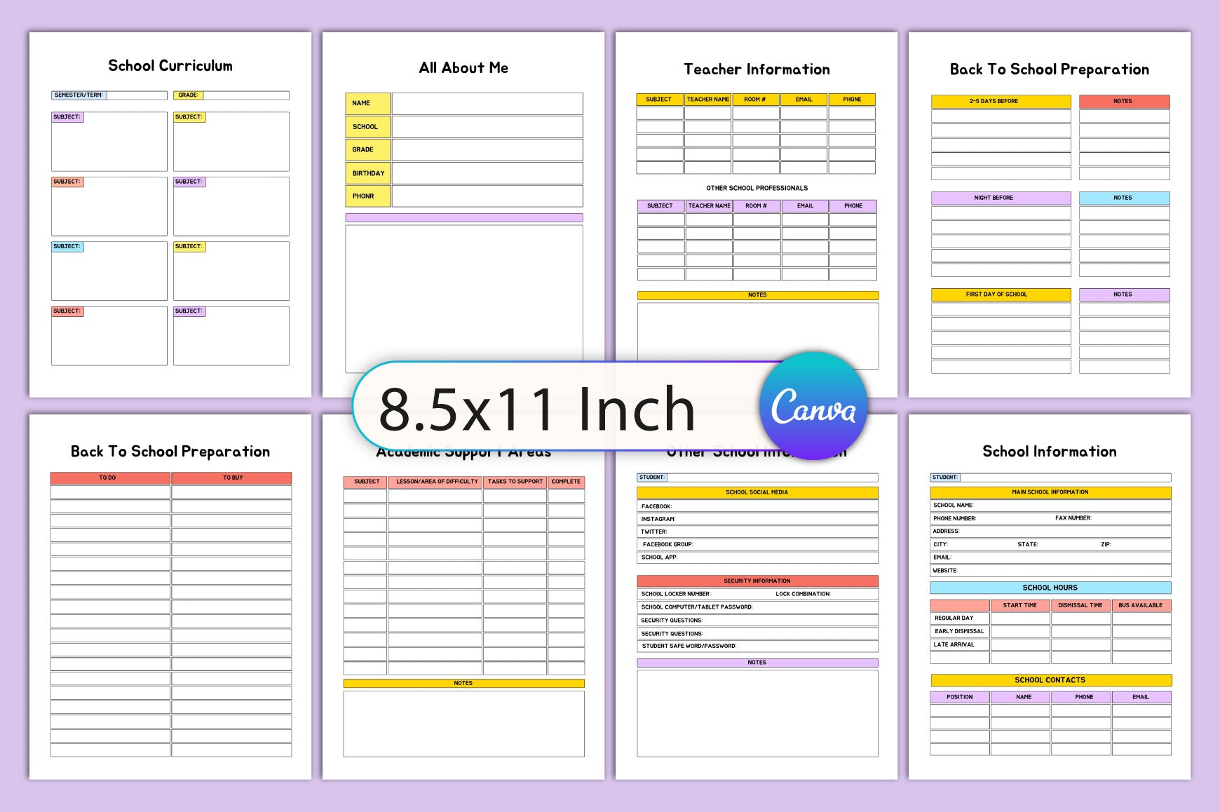 Back to School Planner