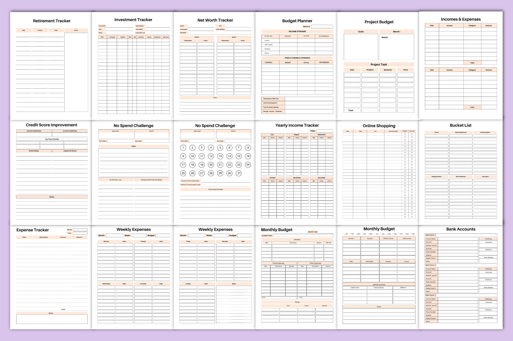 Editable Budget Planner