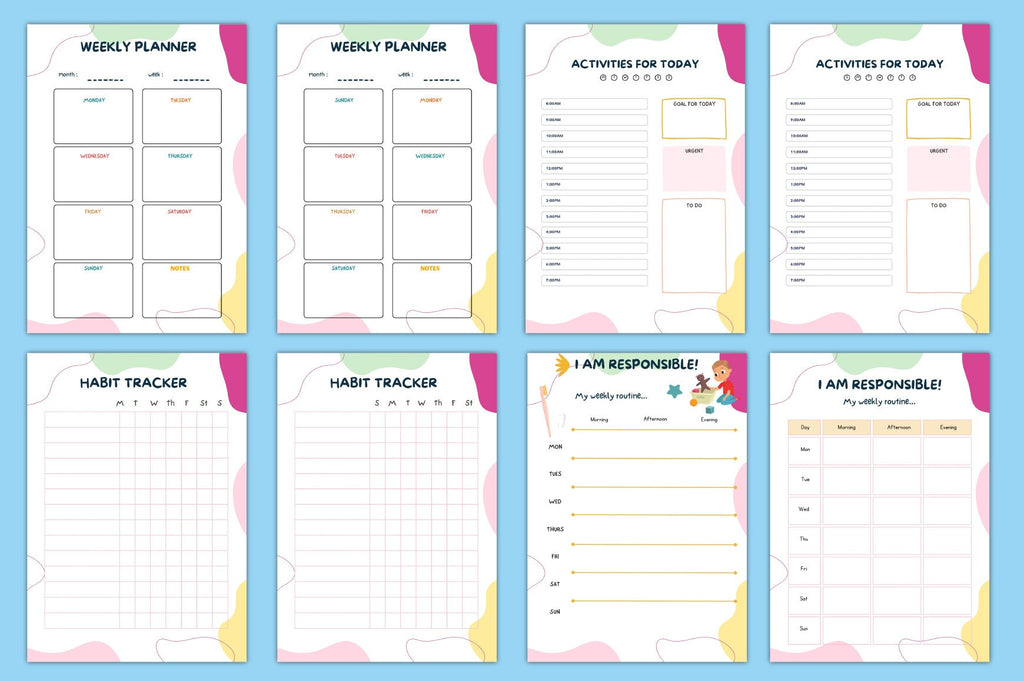 Yearly Activities Update Kids Planner