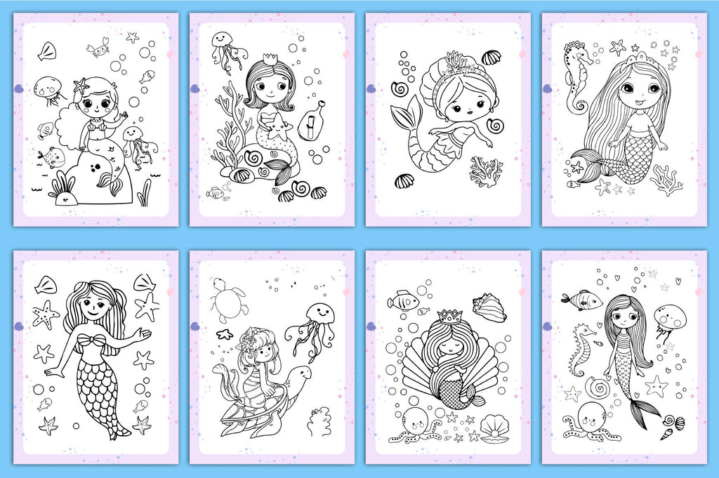Cute Mermaid Coloring Book