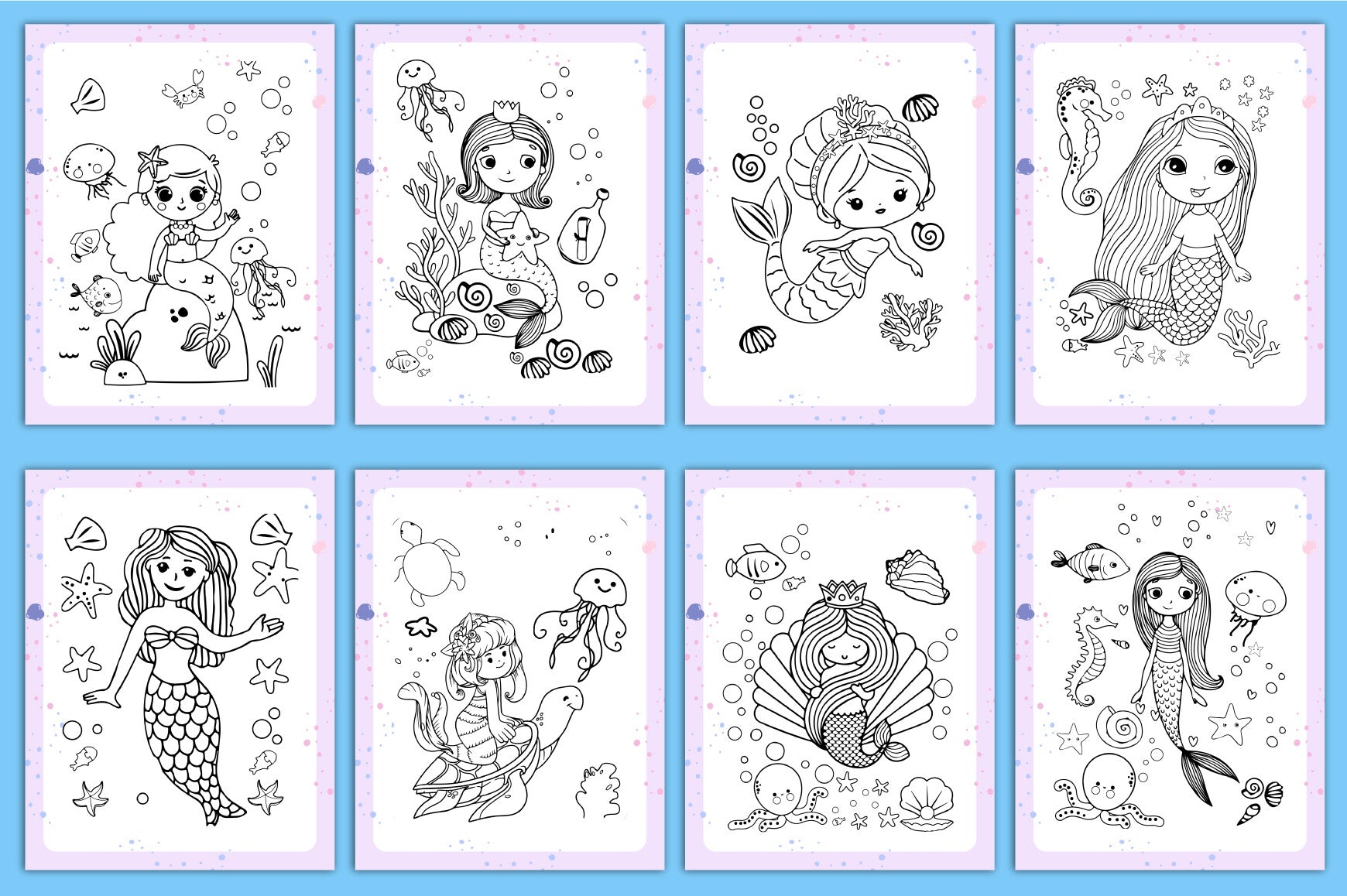 Cute Mermaid Coloring Book