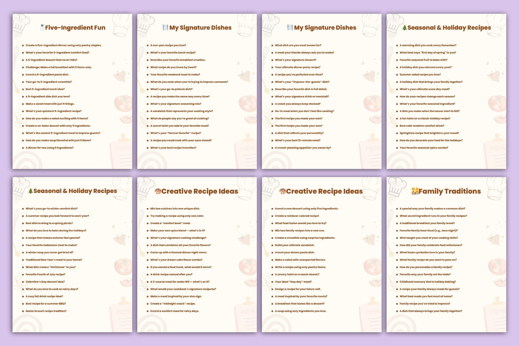 Recipe Prompts for Creative Cooking
