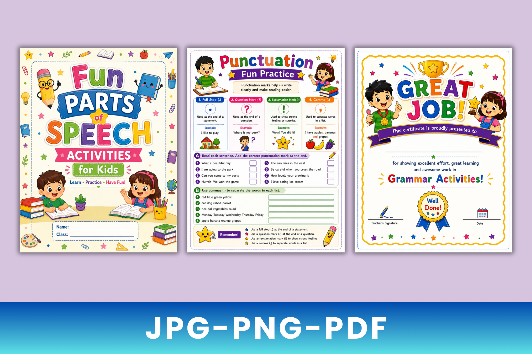 Fun Parts Of Speech Activities
