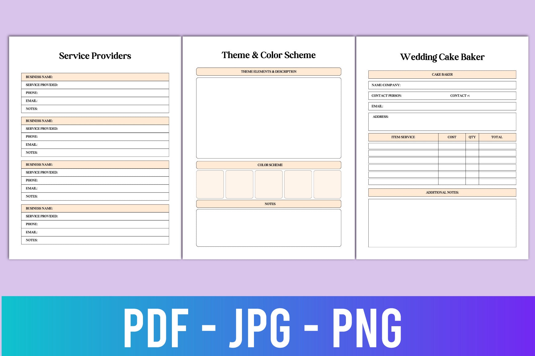 Editable Wedding Planner Template