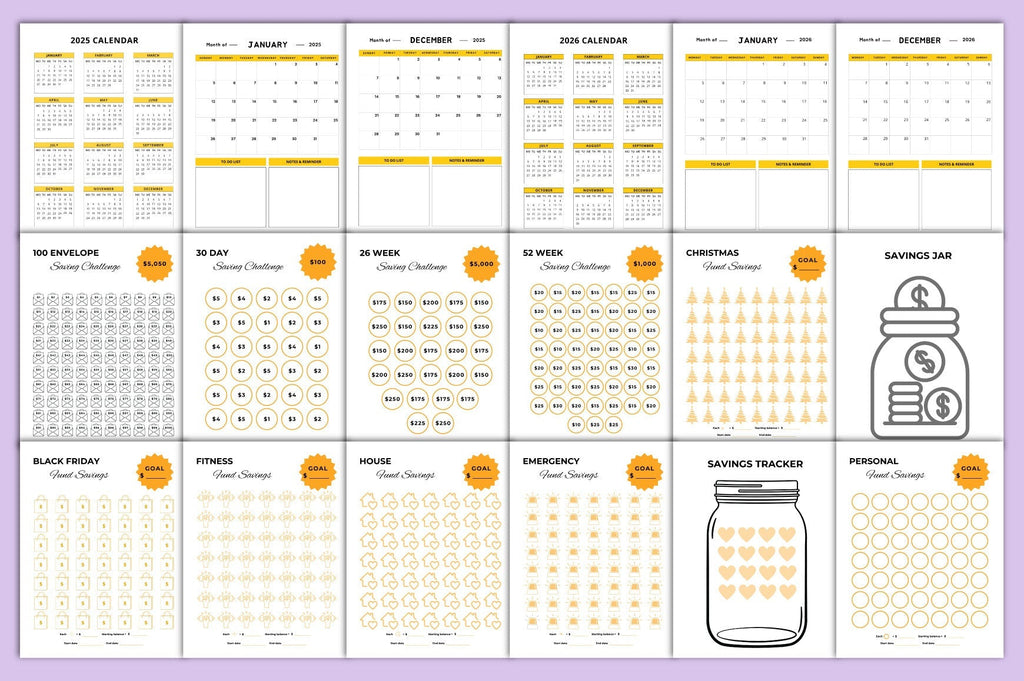 Money Saving Challenge Planner Editable Template