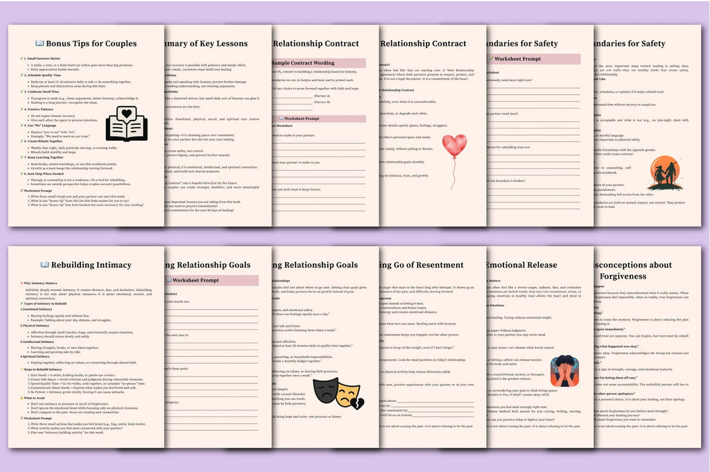 Affair Recovery Worksheets Planner