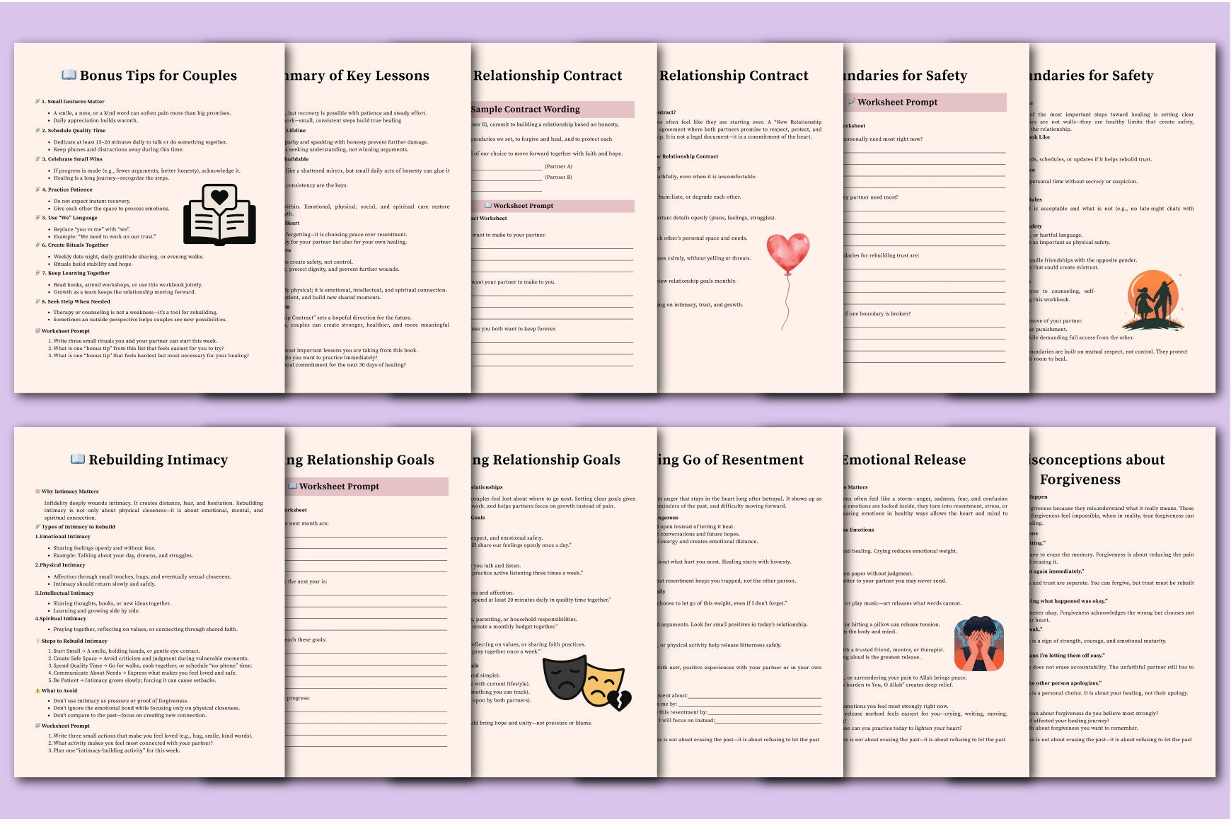 Affair Recovery Worksheets Planner