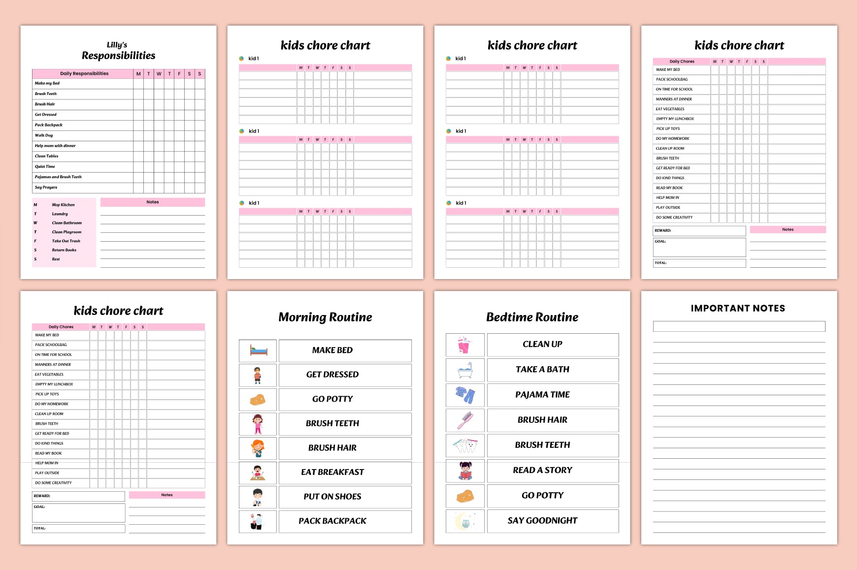 Kids Home Responsibility Chart
