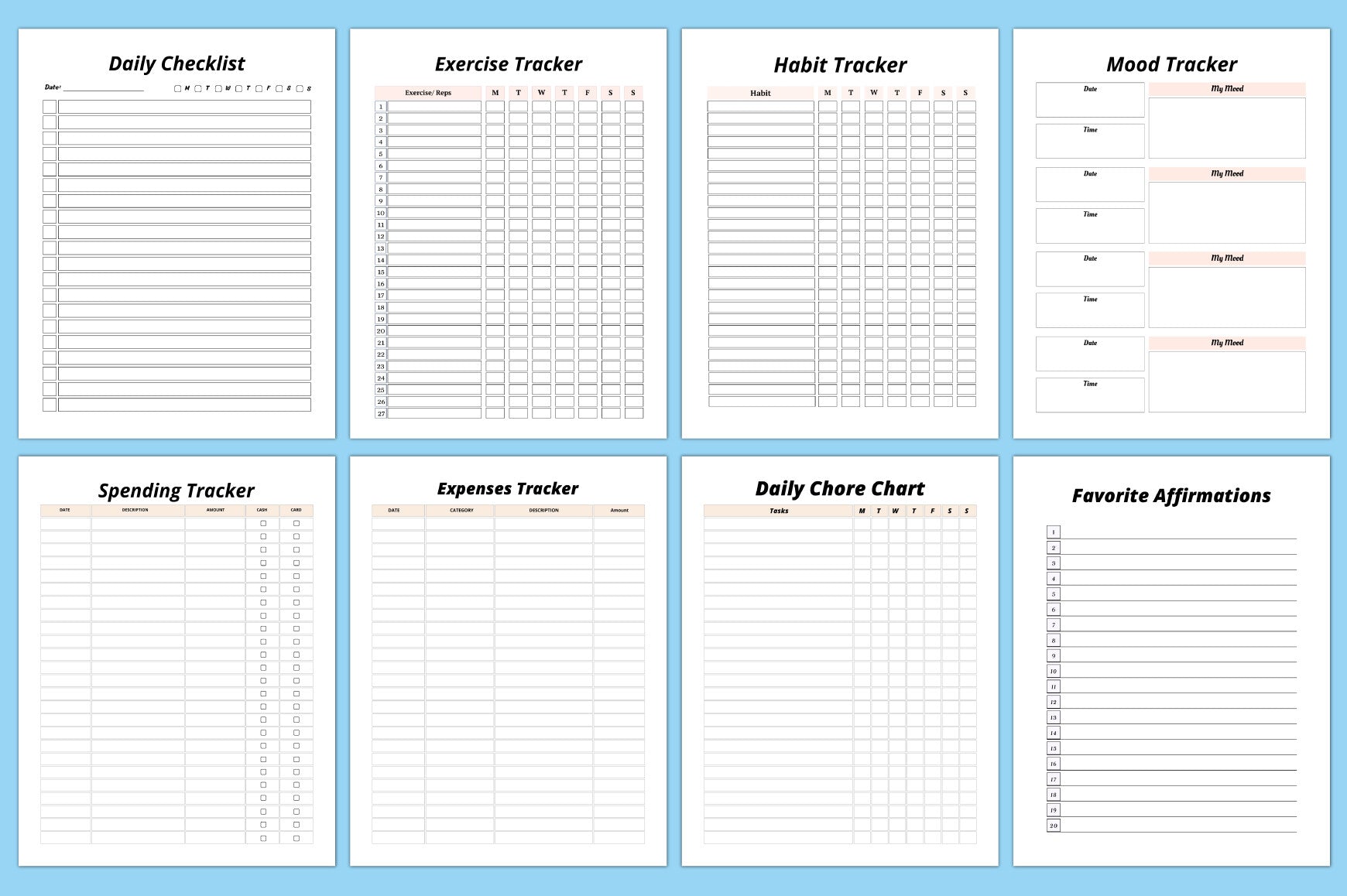 Editable Self-Growth Planner