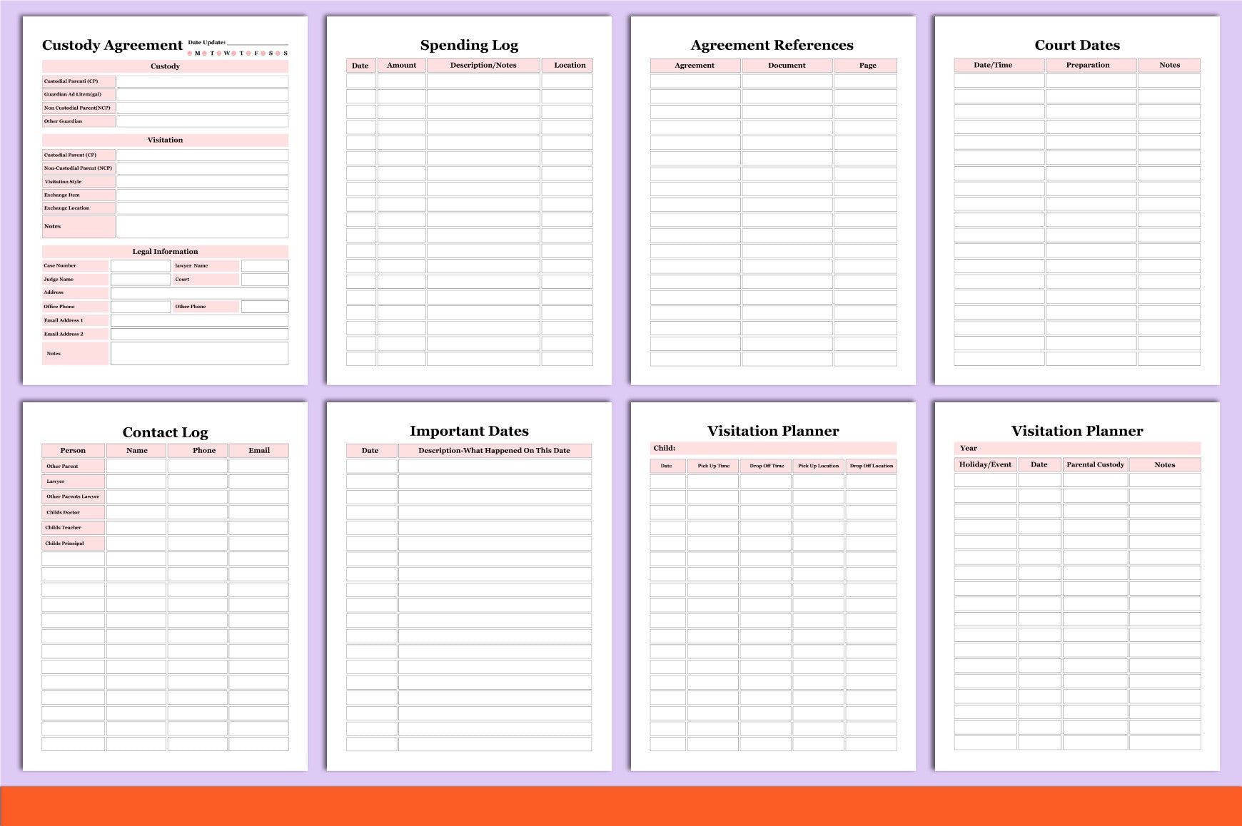 Child Custody Planner Binder