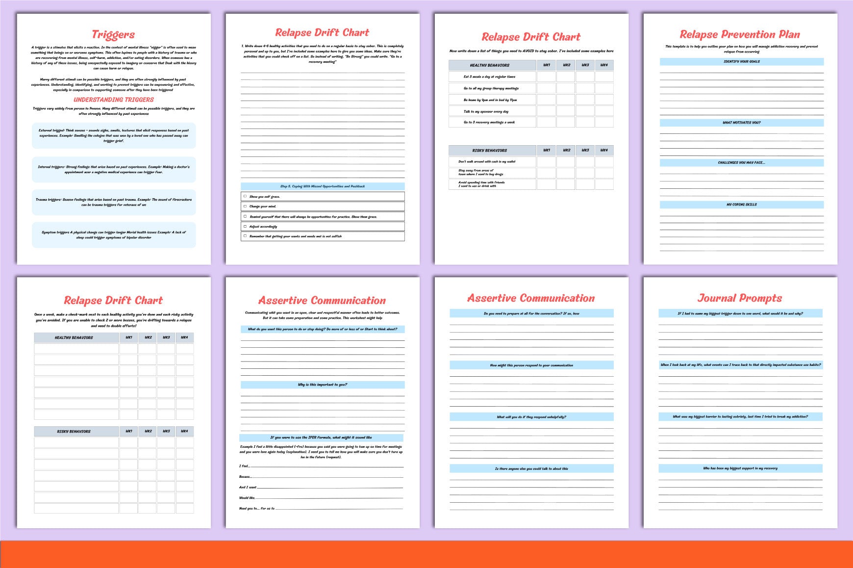 Addiction Recovery Worksheets Book
