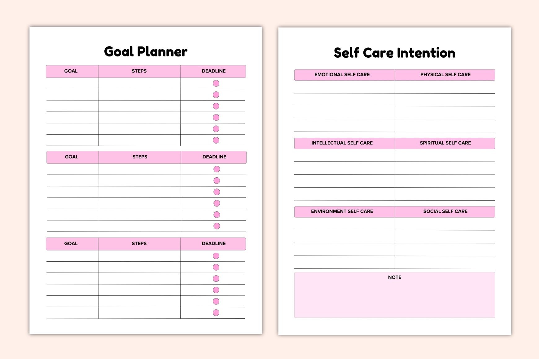 ADHD Self-Care Routine Planner healthy habits and wellness tracker pages