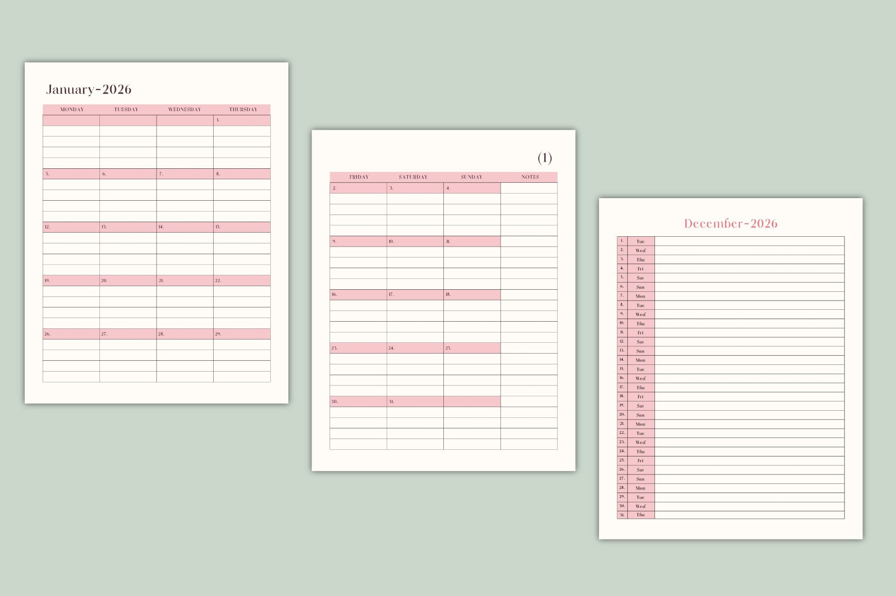 Monthly Schedule Planner