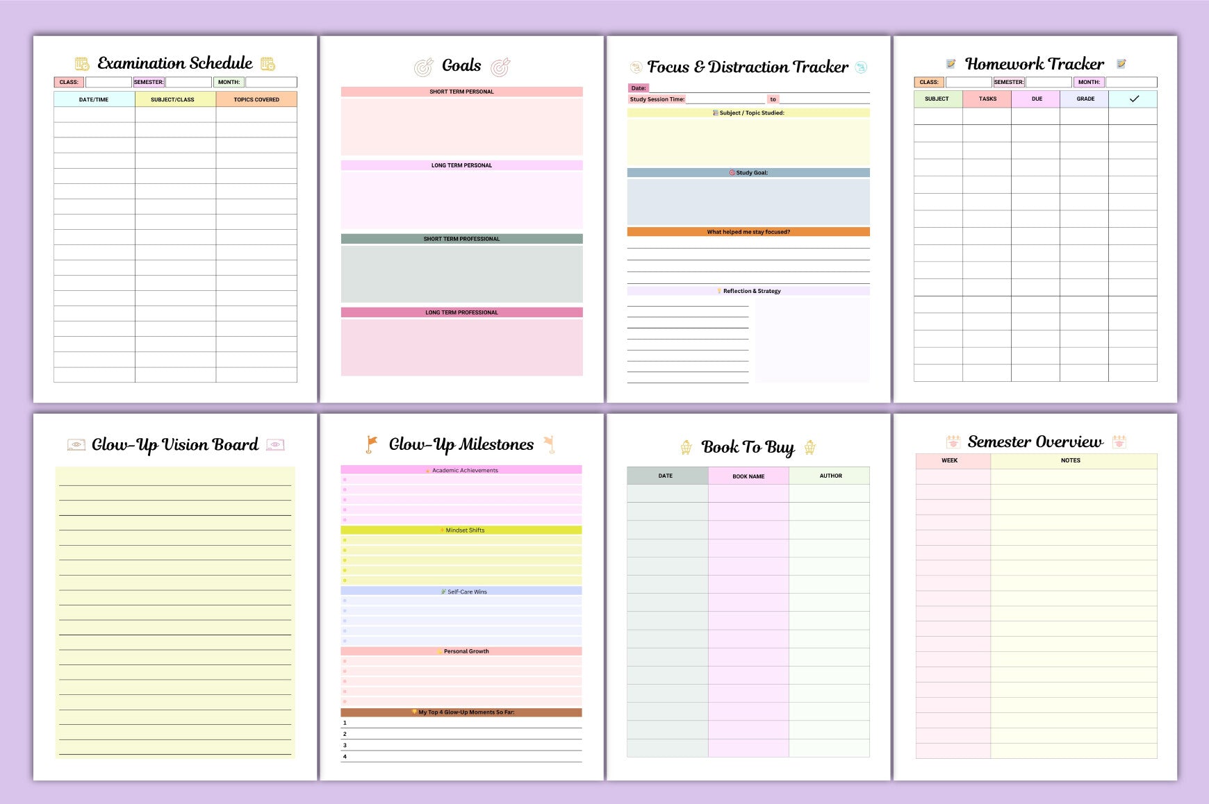 Study Glow Up Planner: Boost Your Academic Success