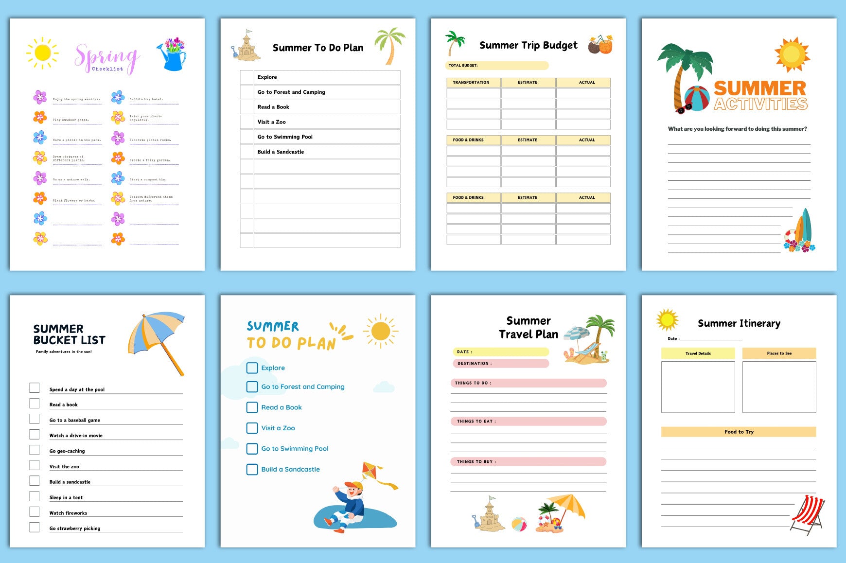 Summer Kids Planner