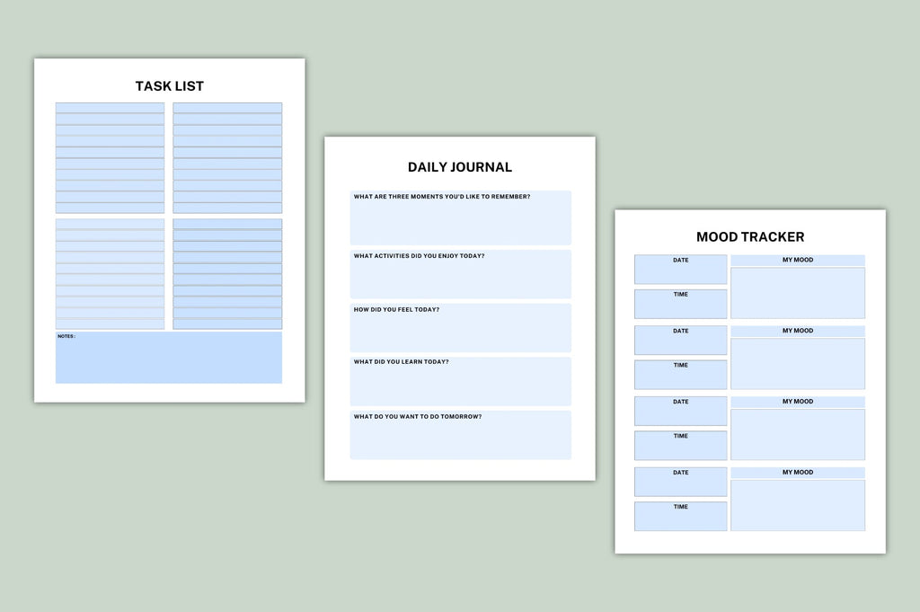 Clear Mind ADHD Journal with focus, planning, and journal printables
