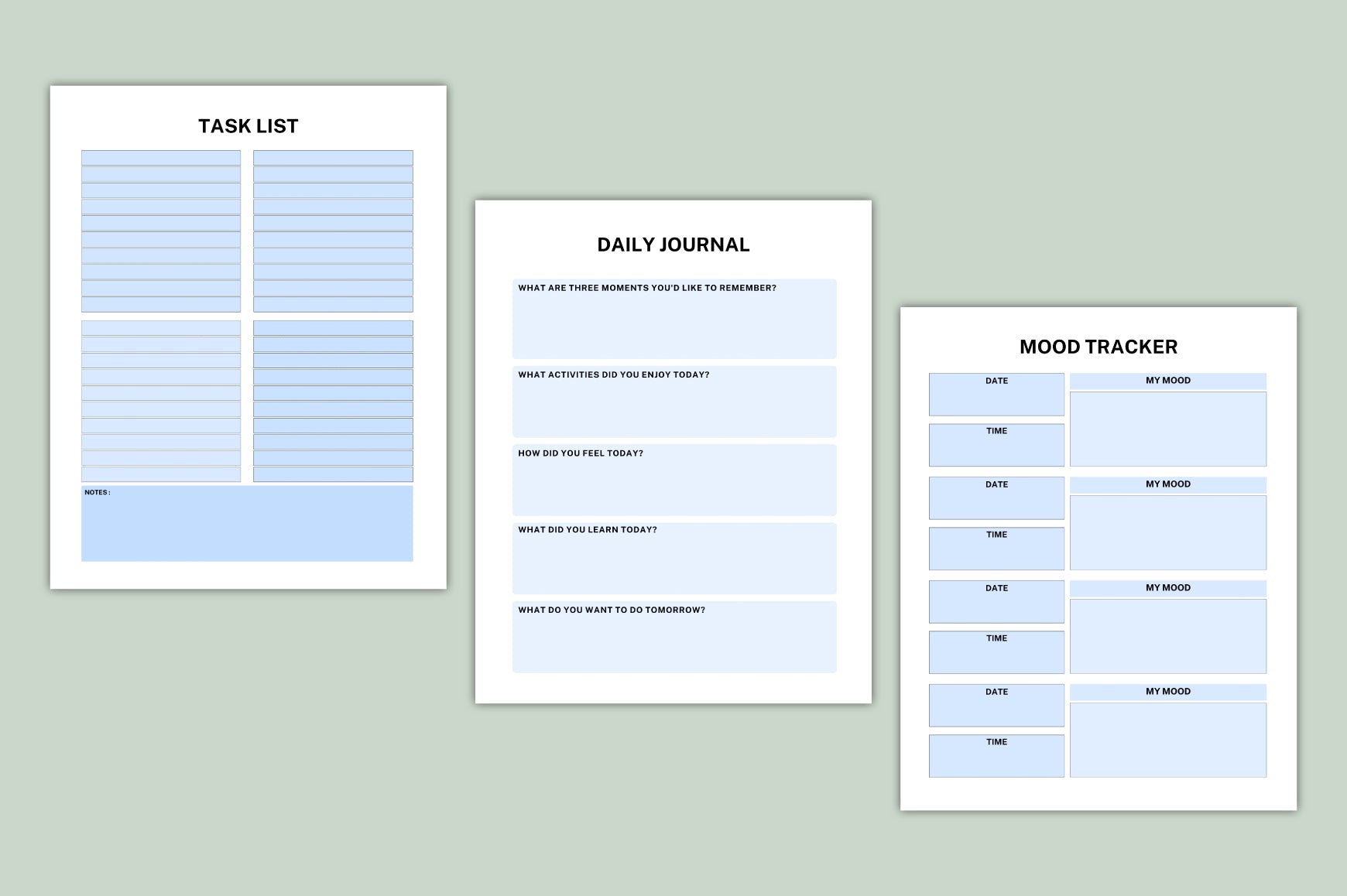 Clear Mind ADHD Journal with focus, planning, and journal printables