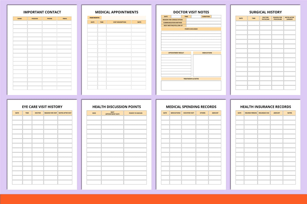 Family Medical Binder Planner