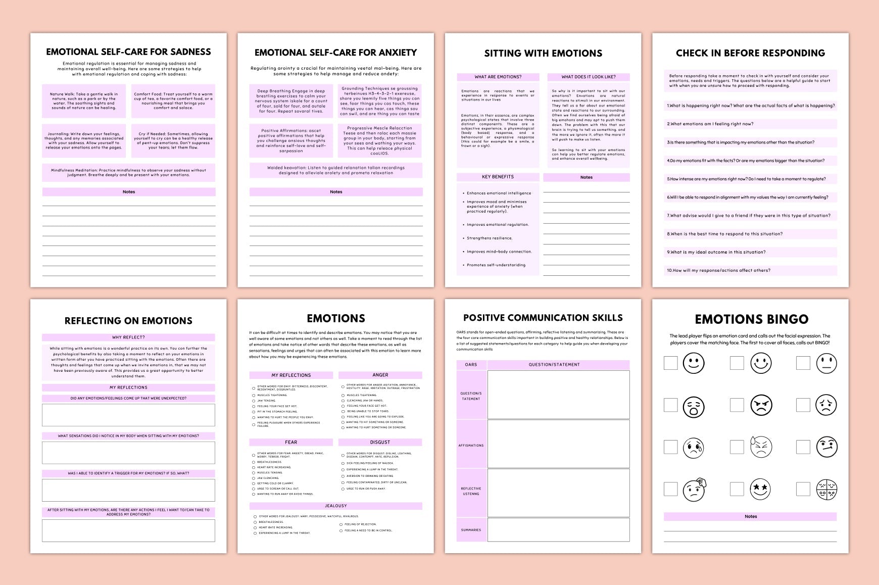 Emotional Insight Processing Worksheets Workbook