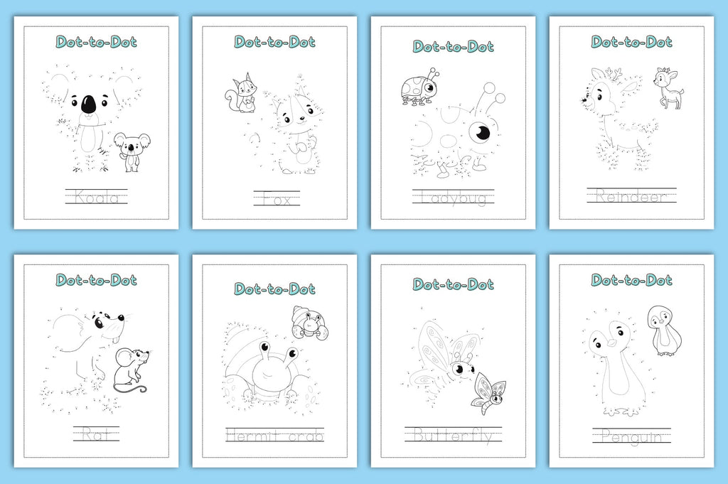 Dot-to-Dot Animal Worksheets for Kids Book