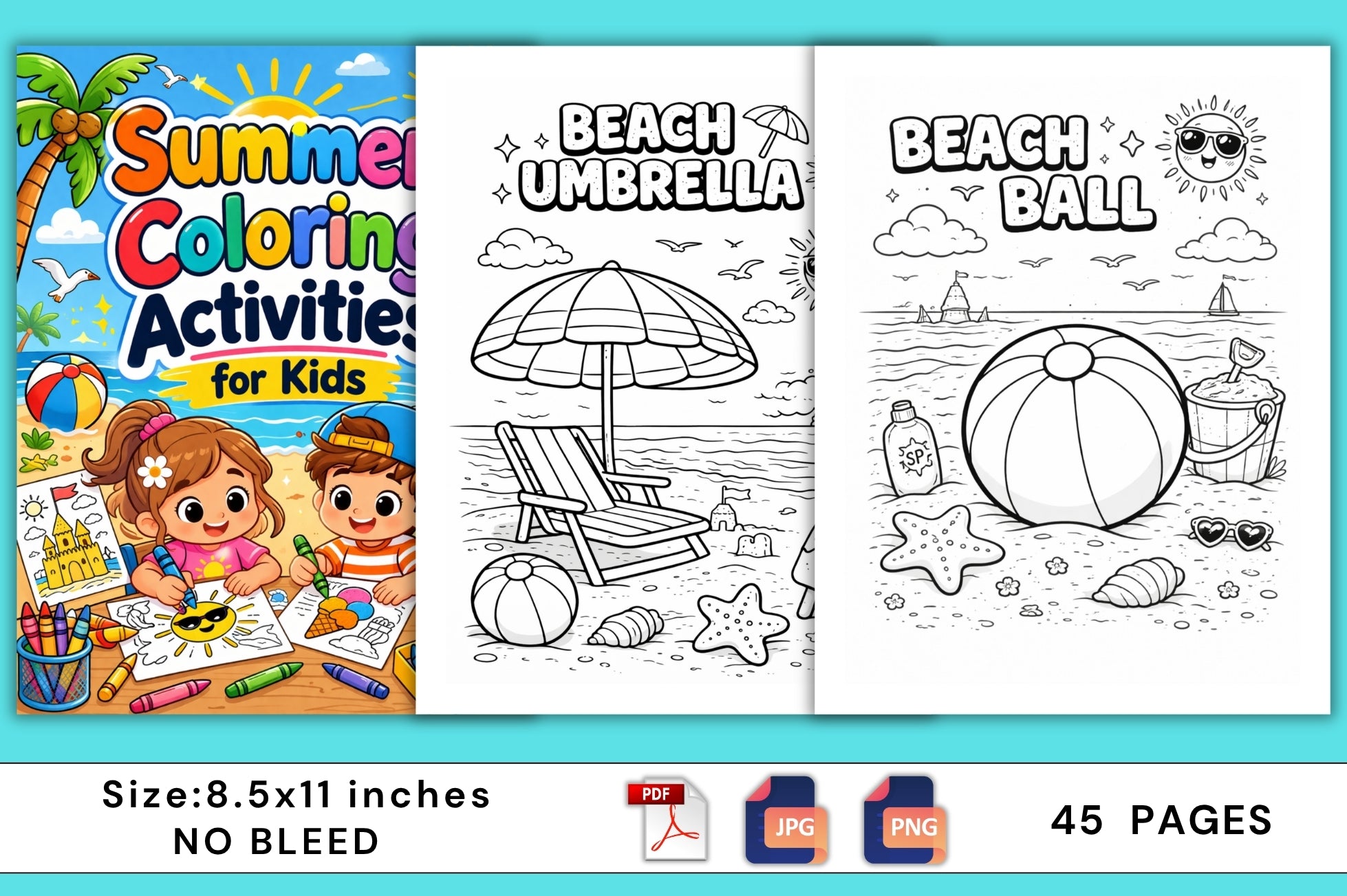 Summer Coloring Activities for Kids Workbook