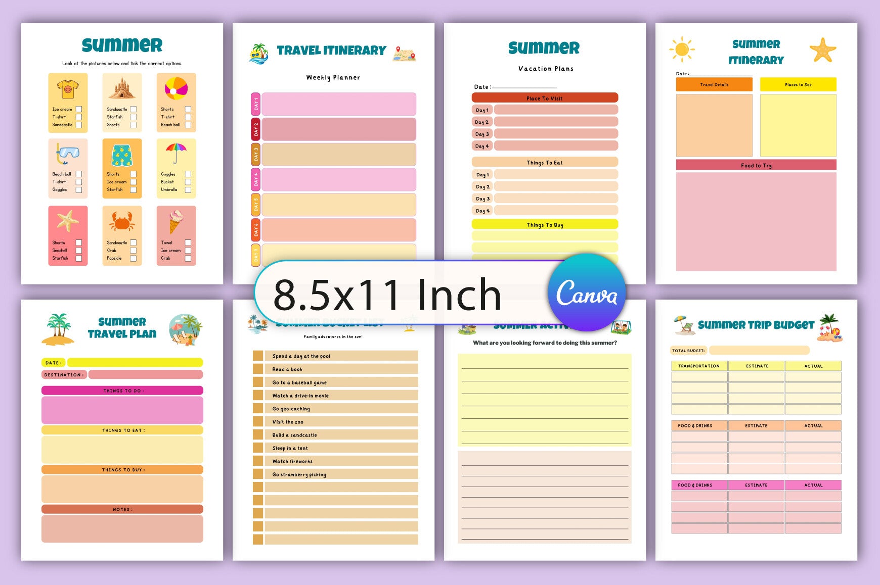 Summer Activity Planner for Kids