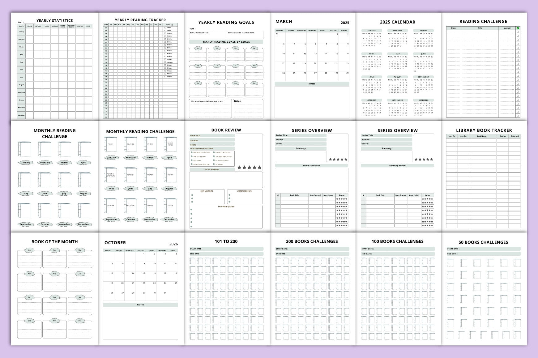 Editable Reading Planner