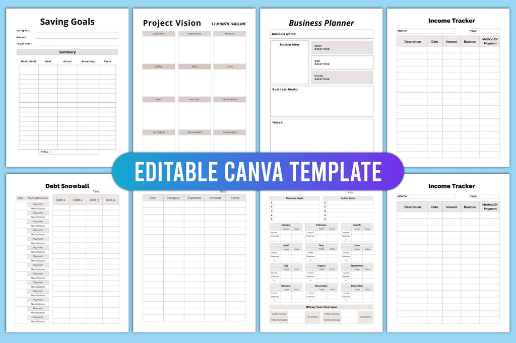 Editable Personal Finance Planner