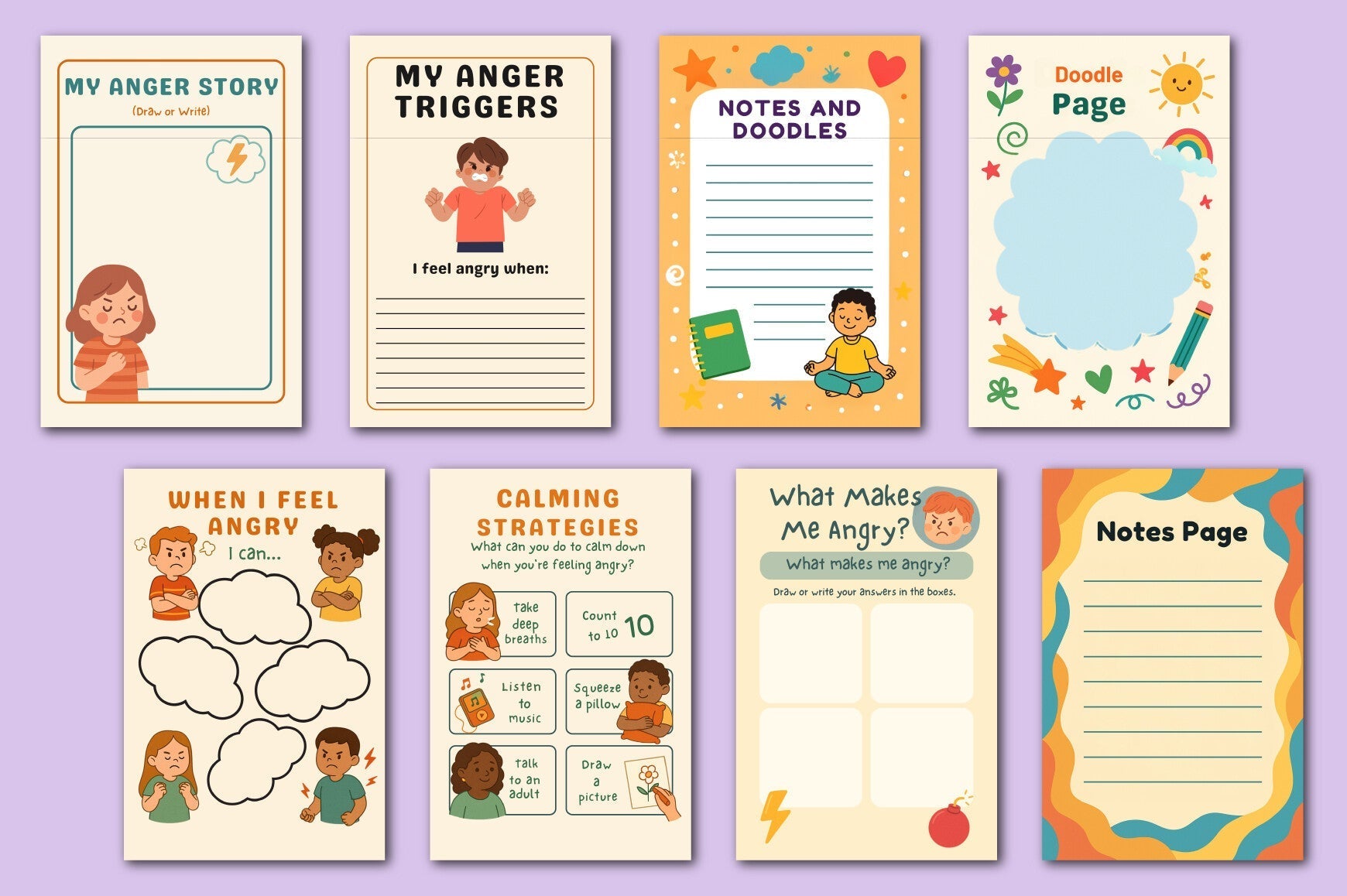 Anger Management Worksheets for Kids Planner