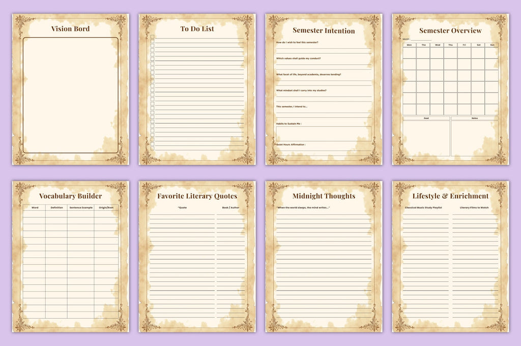 Dark Academia Study Planner