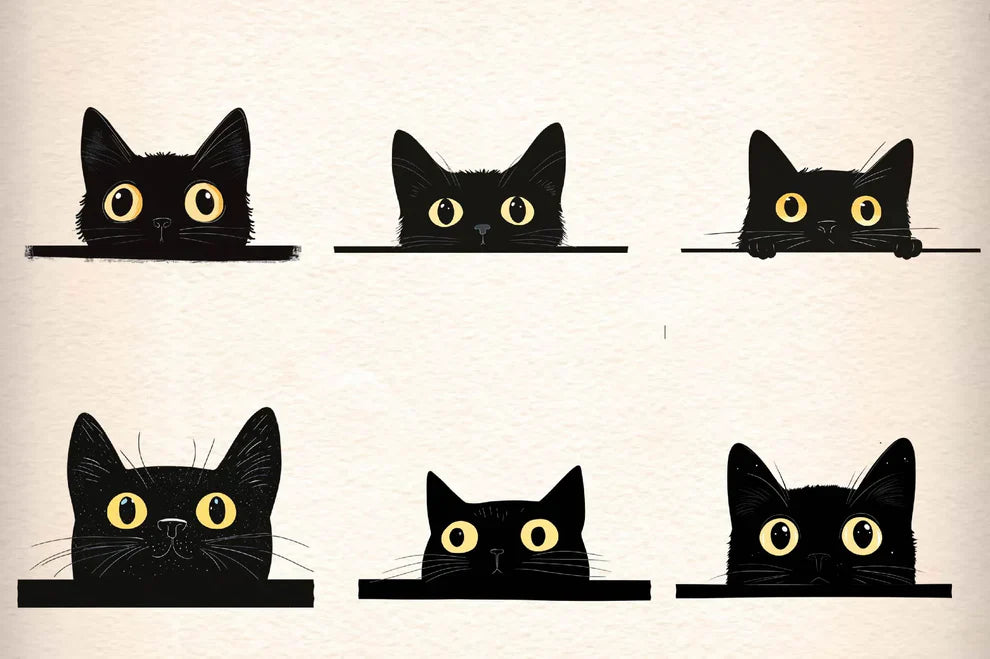 Black Cat Peeking Graphics Clipart Bundle