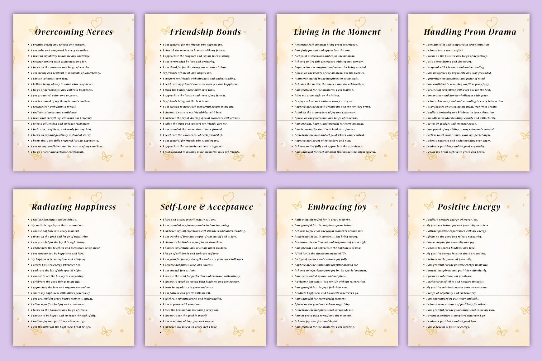 Positive Affirmations for Prom Success Planner