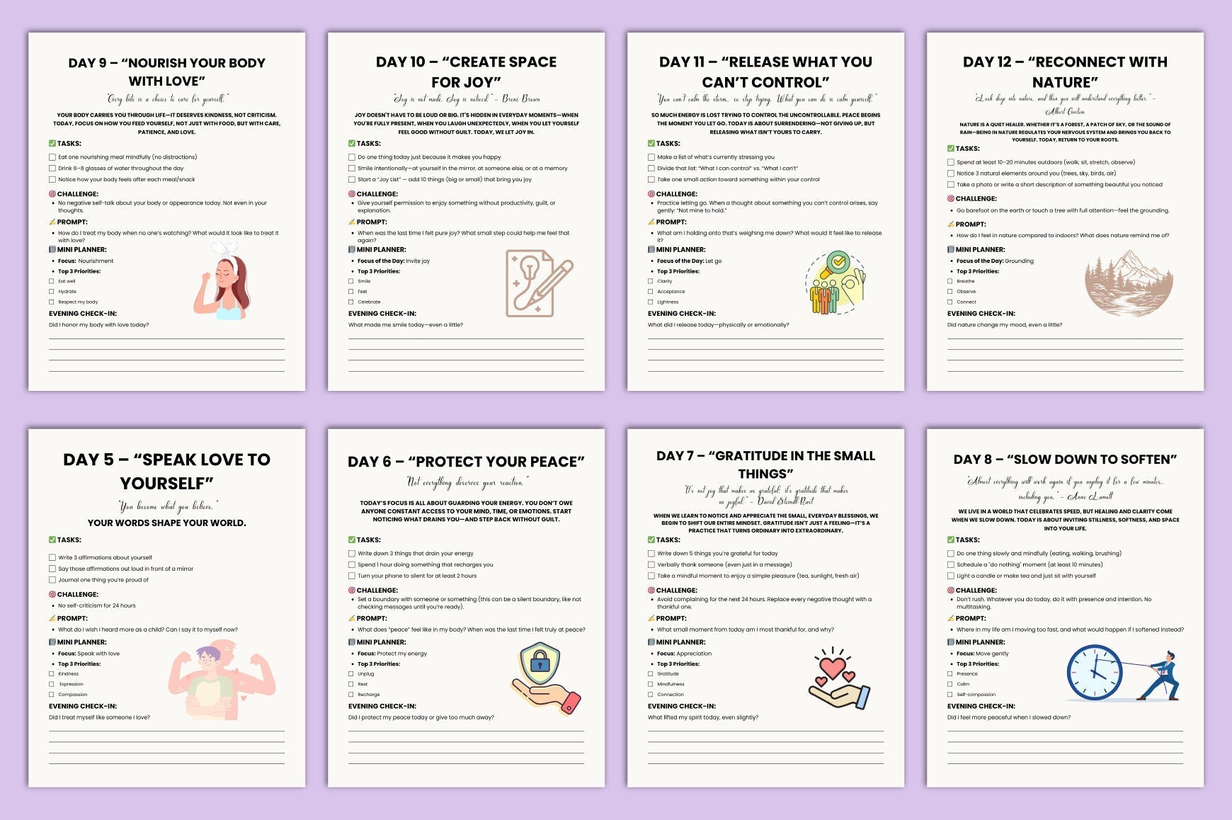 Day Self-Care Challenge Planner