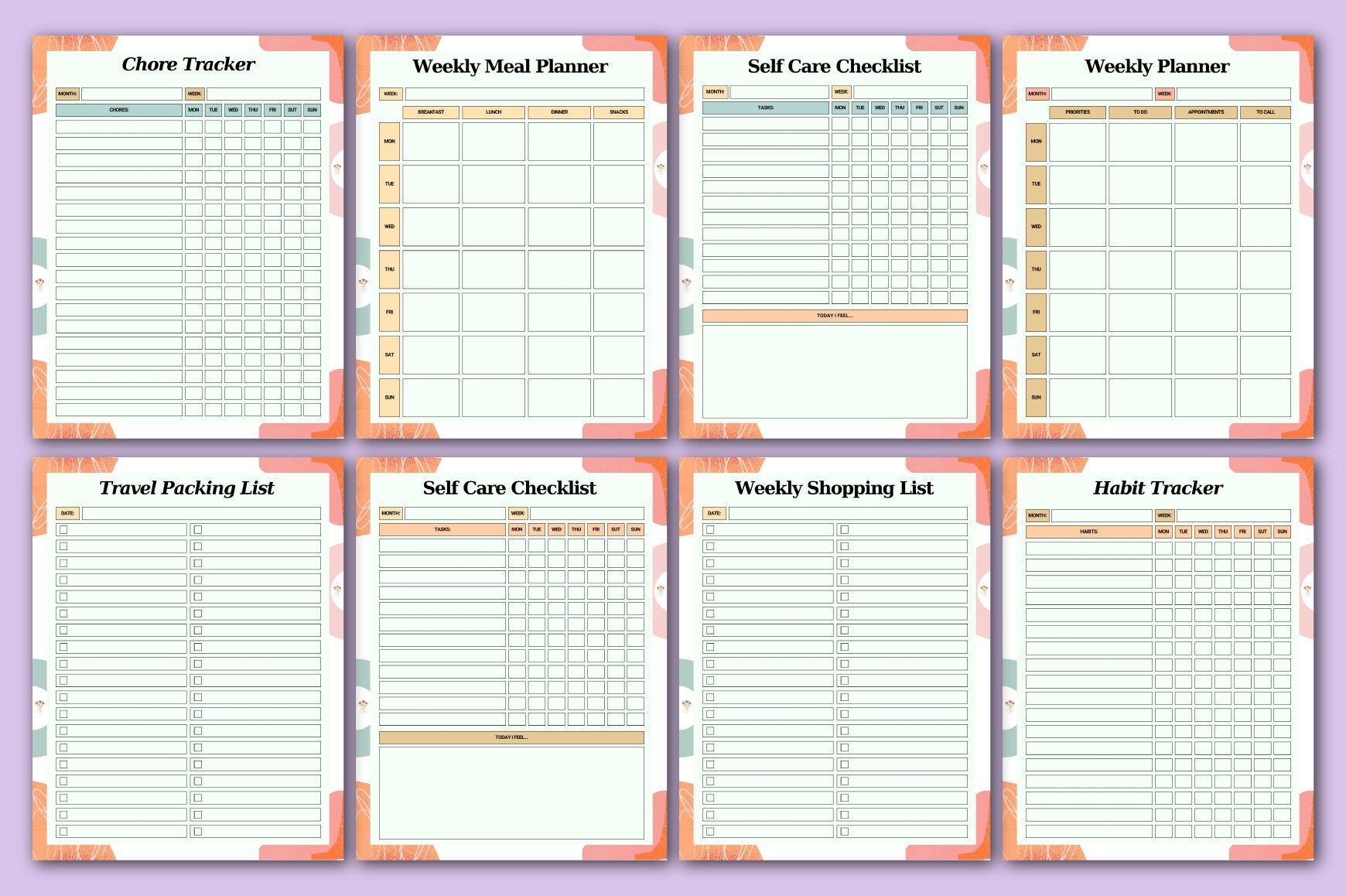 Self Care Planner