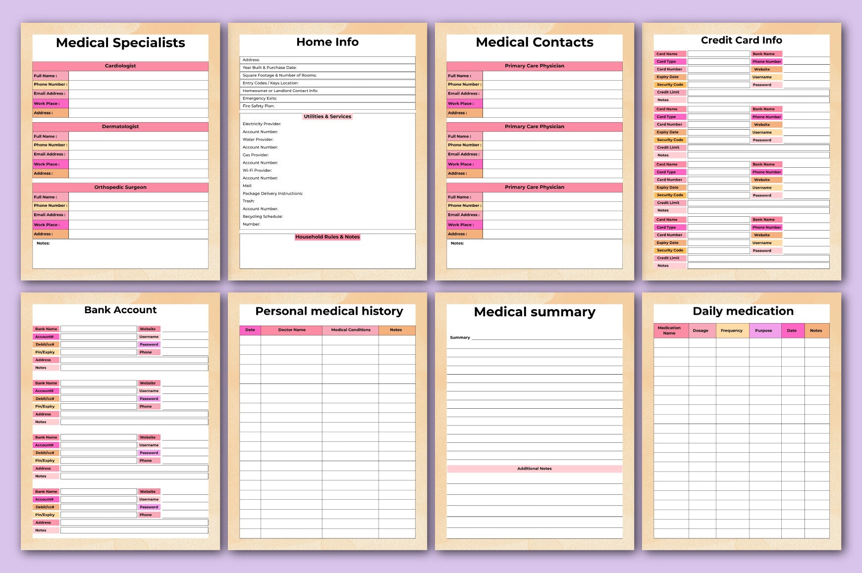 Emergency Preparedness Binder Planner