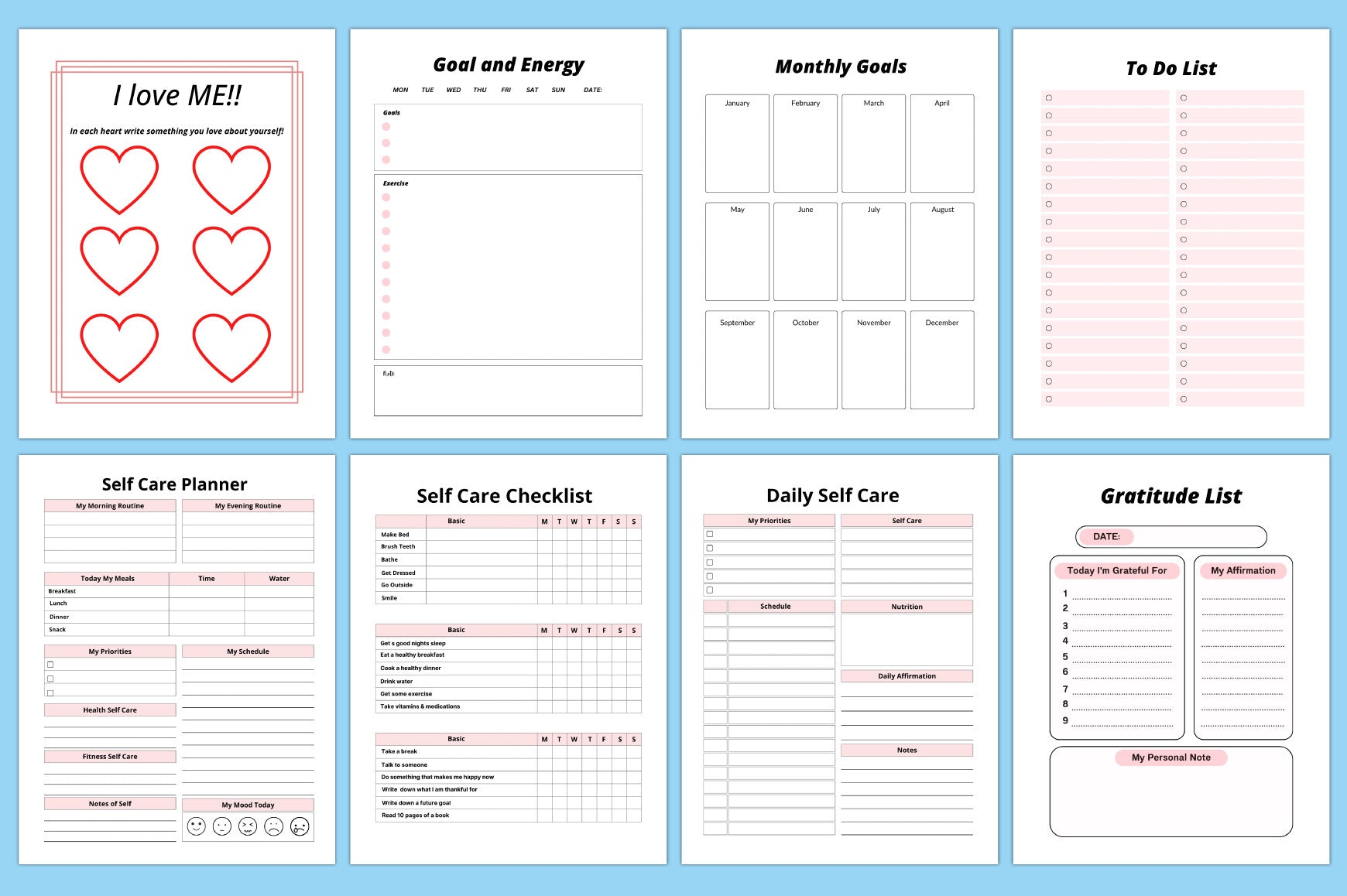 Editable Self-Growth Planner