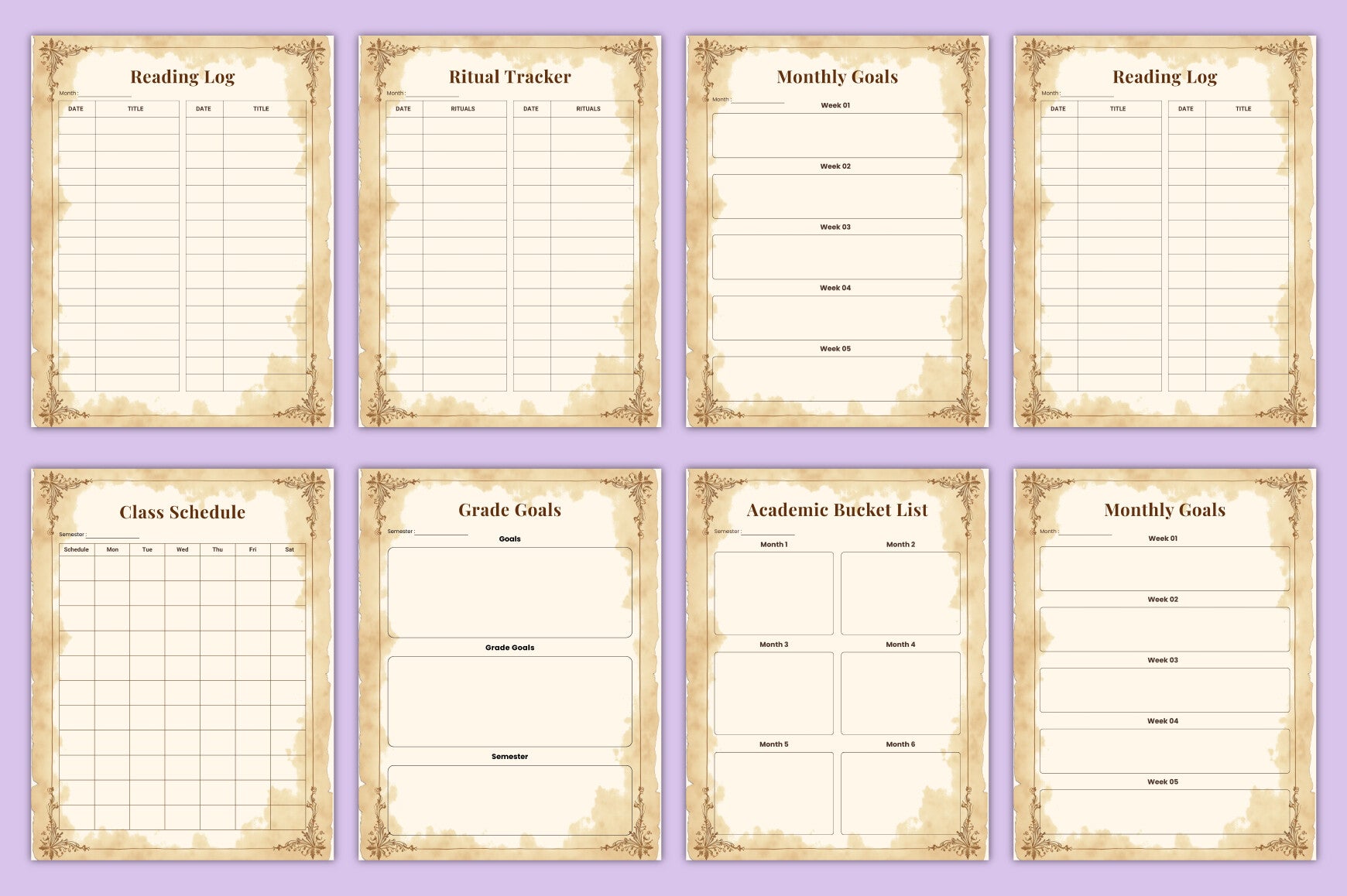 Dark Academia Study Planner