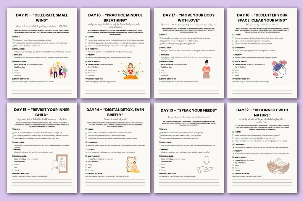 Day Self Care Challenge Planner