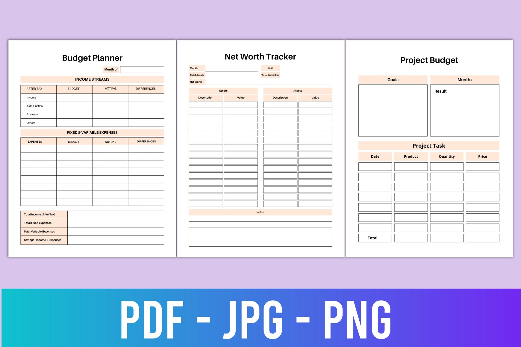 Editable Budget Planner