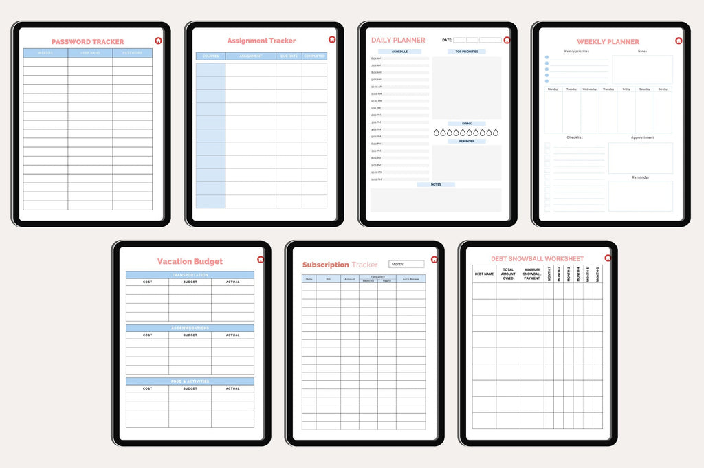 ADHD Adult Planner including monthly planning and schedule templates