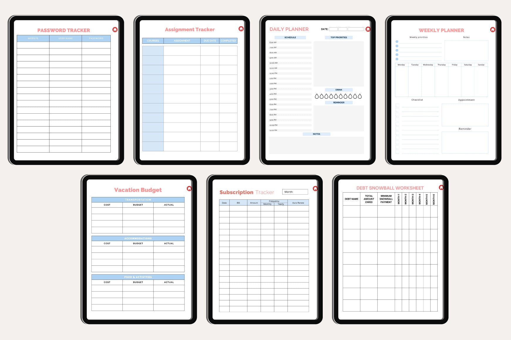 ADHD Adult Planner including monthly planning and schedule templates