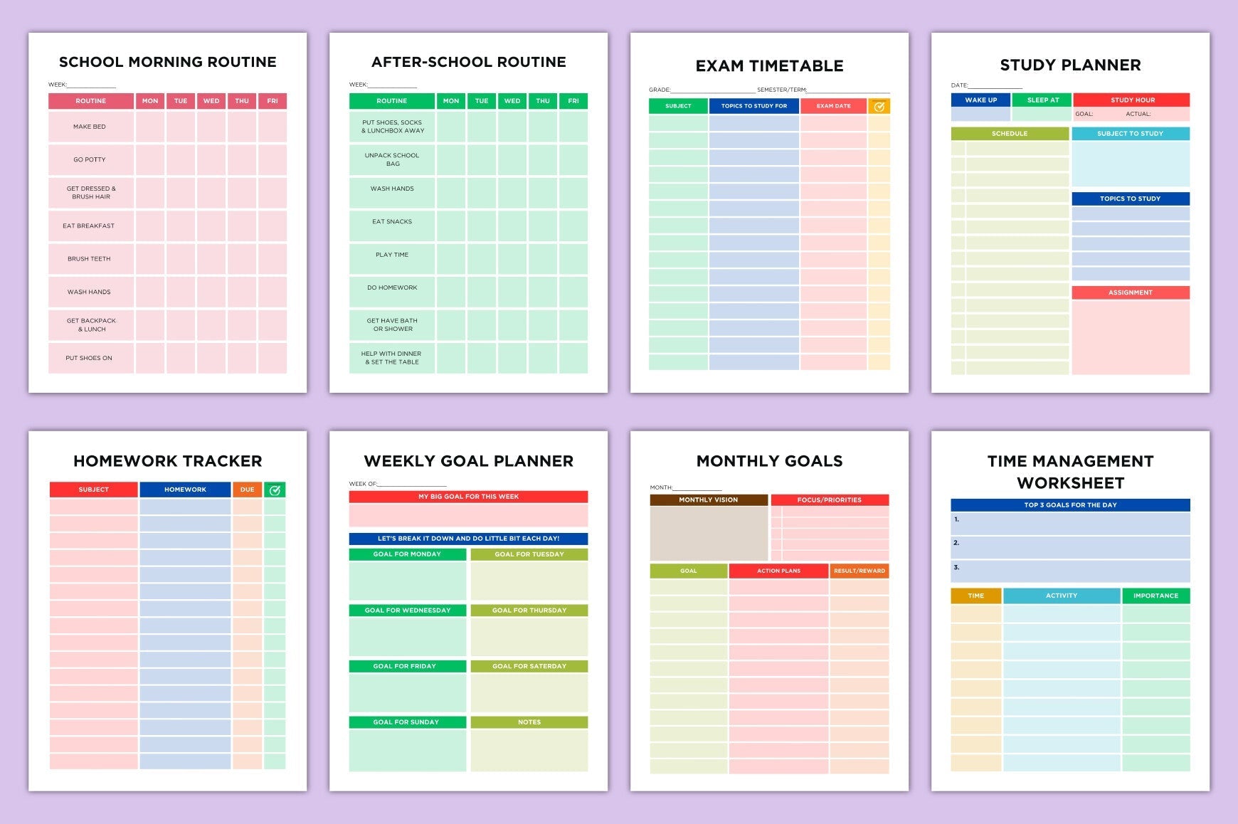ADHD Planner for Kids Daily Planning Pages