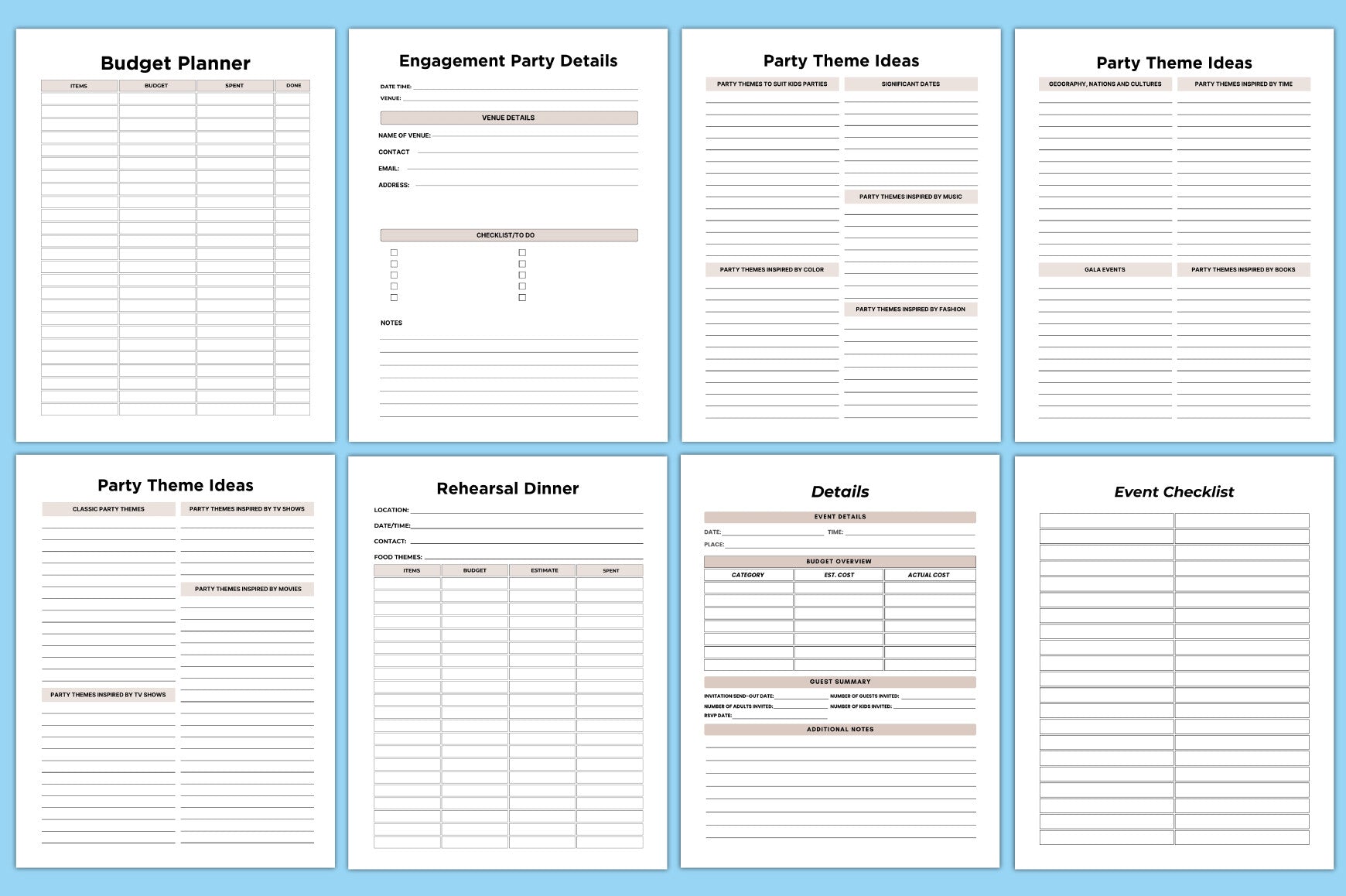 Editable Event Planner