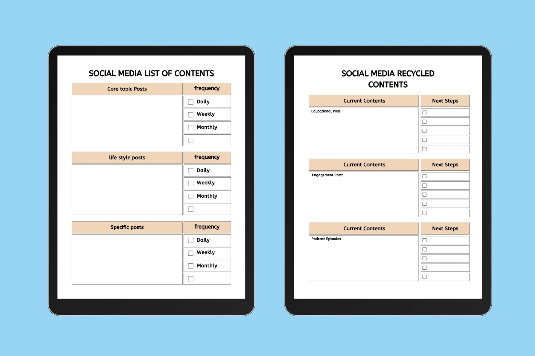 Editable Social Media Planner