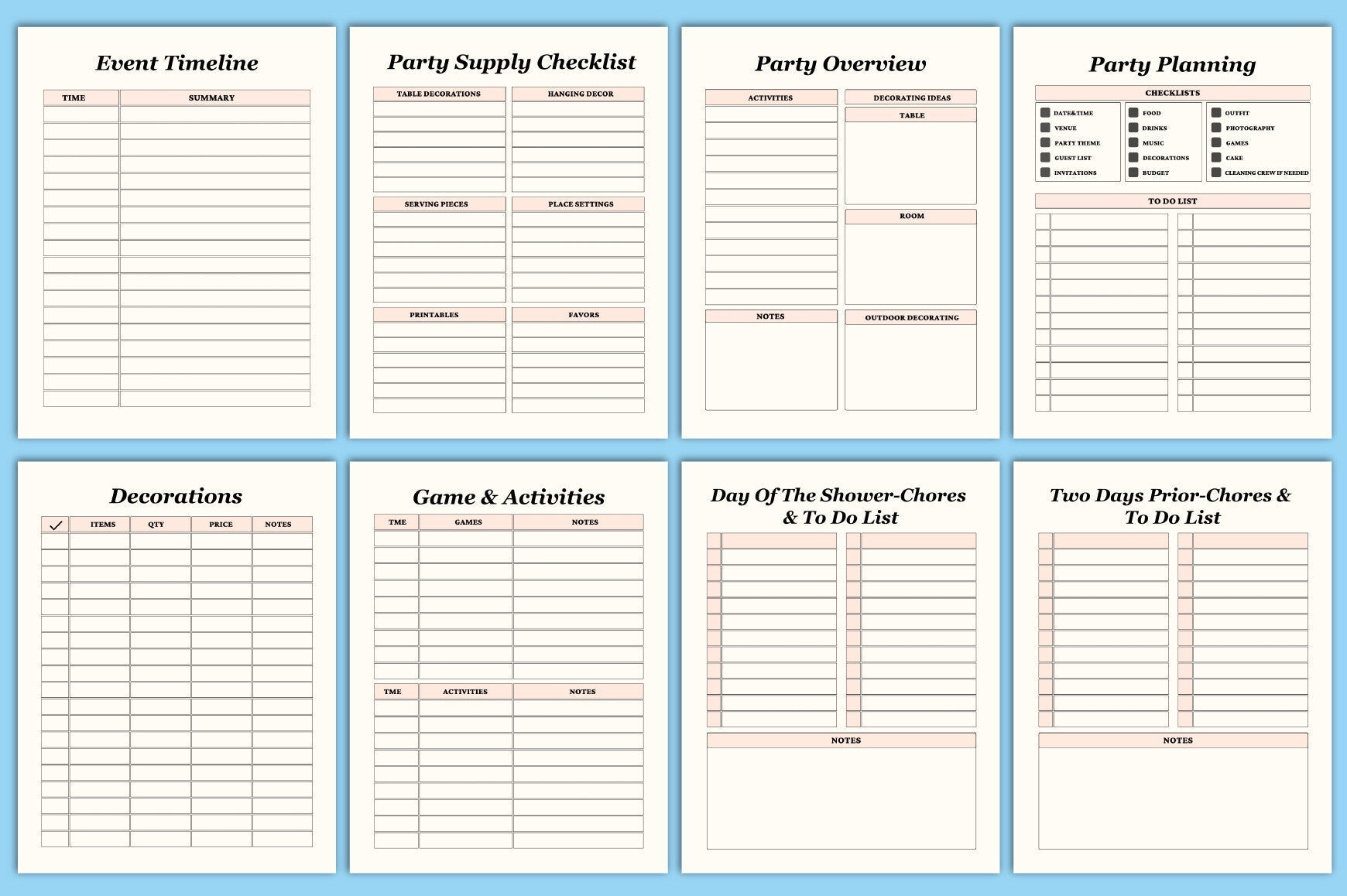 Editable Baby Shower Planner