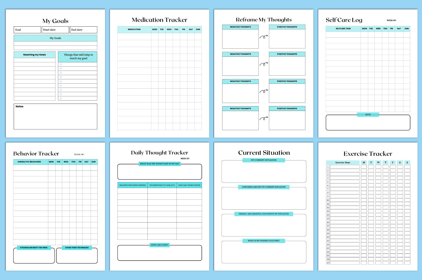 Bipolar Therapy Anxiety Planner